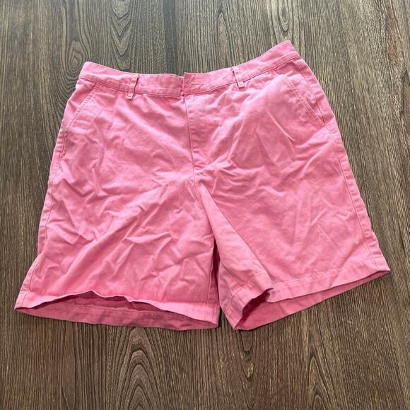 Chaps EST 1978 Casual Chino Shorts Flat Front Mid Rise 100% Cotton Pink Size 12 - Picture 1 of 6